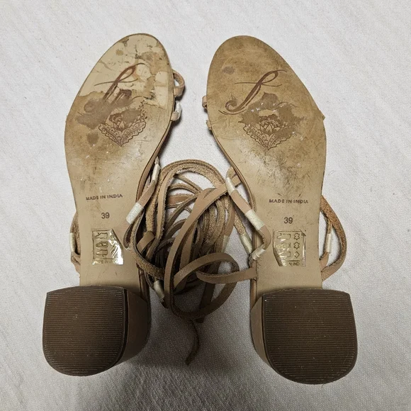 Free People Hermosa Bohemian Strappy Lace Up Heel Sandal Sz 8/39 - Picture 3 of 5
